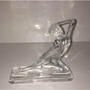 Elegant Clear Glass Figure Of Woman Kneeling Pose Art Deco Style Home Decor